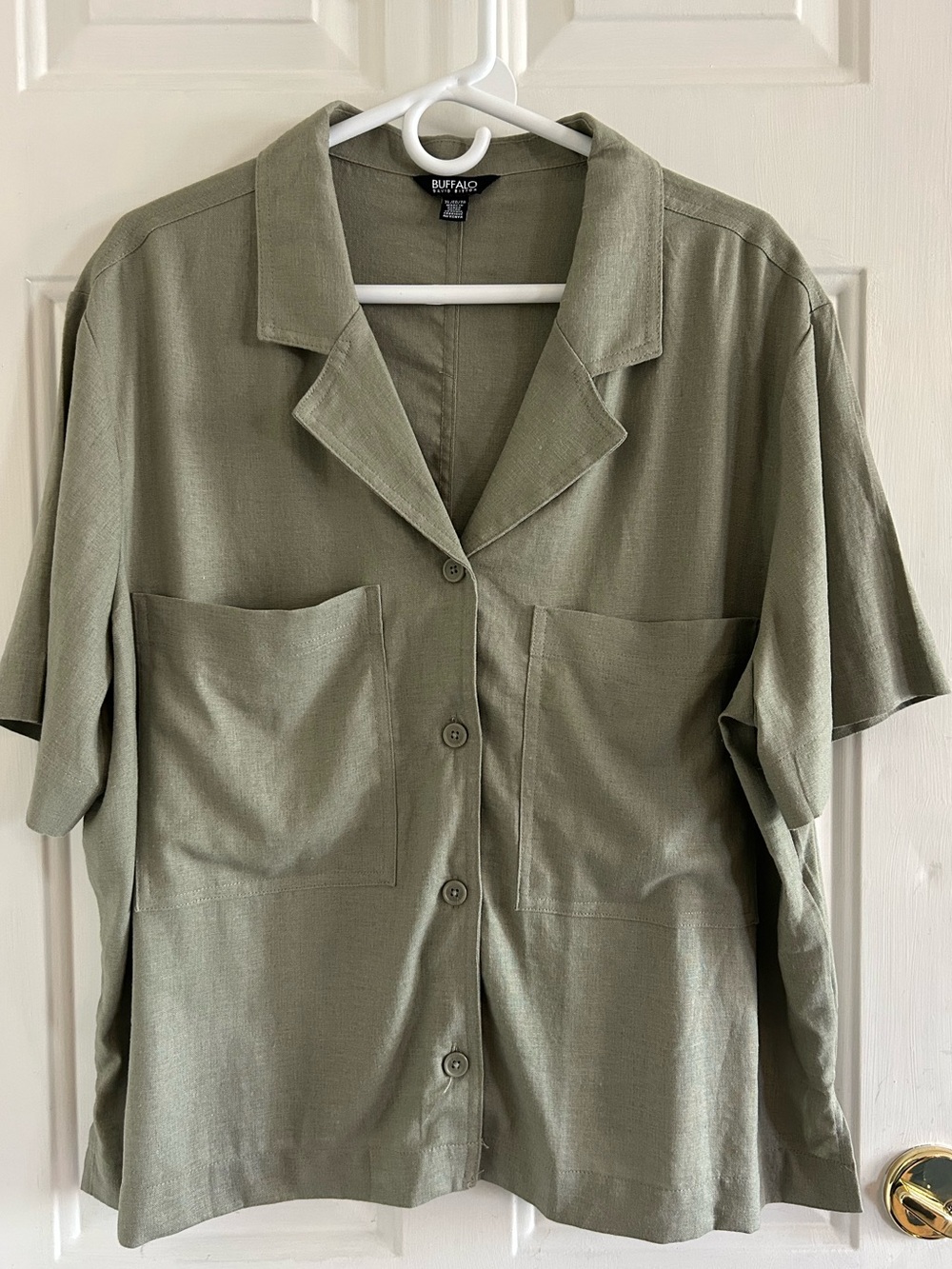 Buffalo David Bitton Olive Green Short-Sleeve Button-Down Shirt